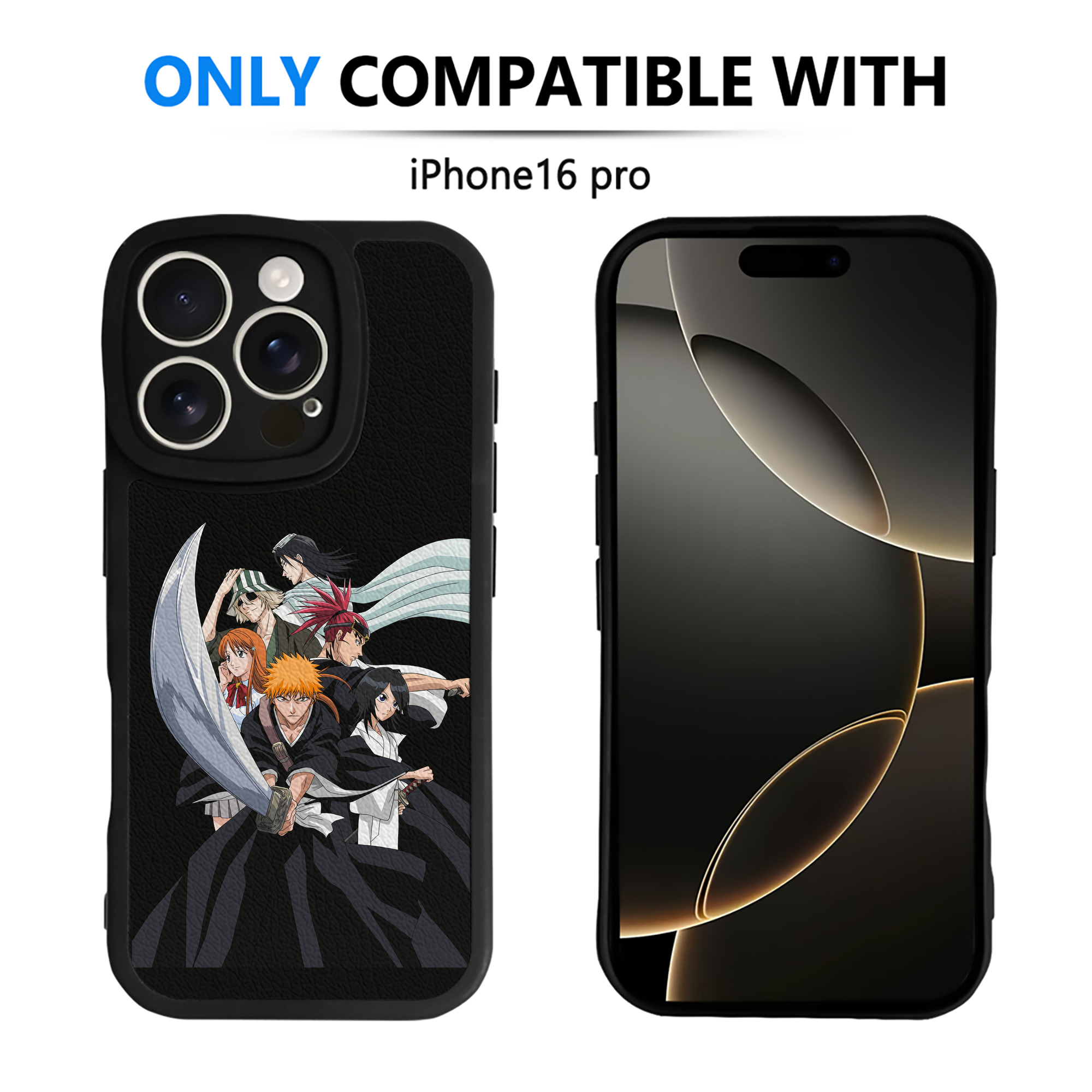 ブリーチ 黒崎一護（くろさき いちご）BLEACH Kurosaki Ichigo 【iPhone 16シリーズ対応】シリコンスマホケース（レザー調） 材質：シリコン